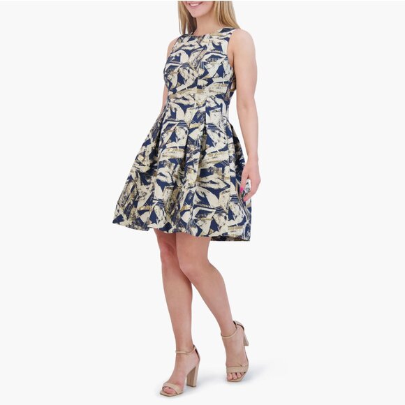 VINCE CAMUTO Jacquard Abstract Print Fit and Flare Mini Dress, NWT - Picture 4 of 14